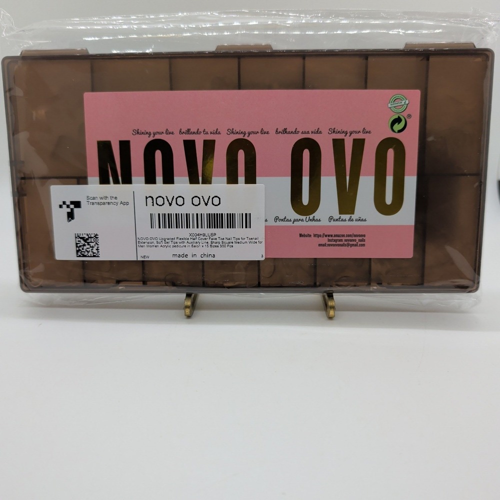 NOVO OVO 240 pcs Nail Tips Assorted Sizes Square Medium French False Nails